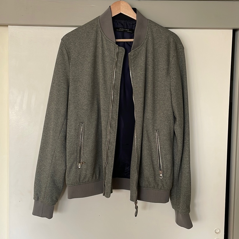Zara lightweight grey bomber jacket
